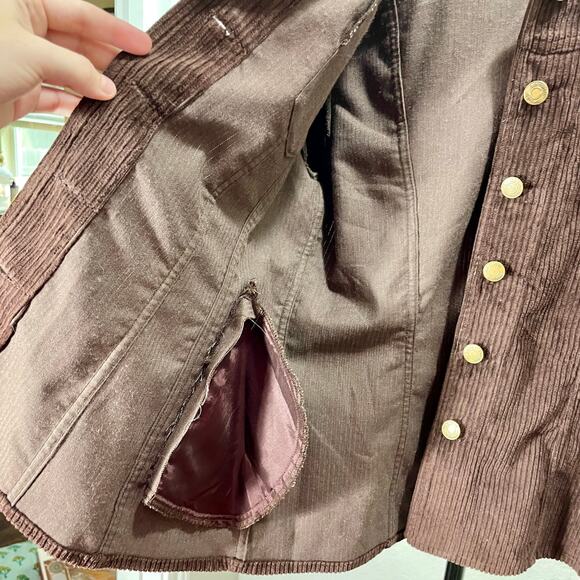 Vintage 90s Breeches Brown Corduroy Button-Up Jacket Sz Medium Boxy Casual - Picture 10 of 10
